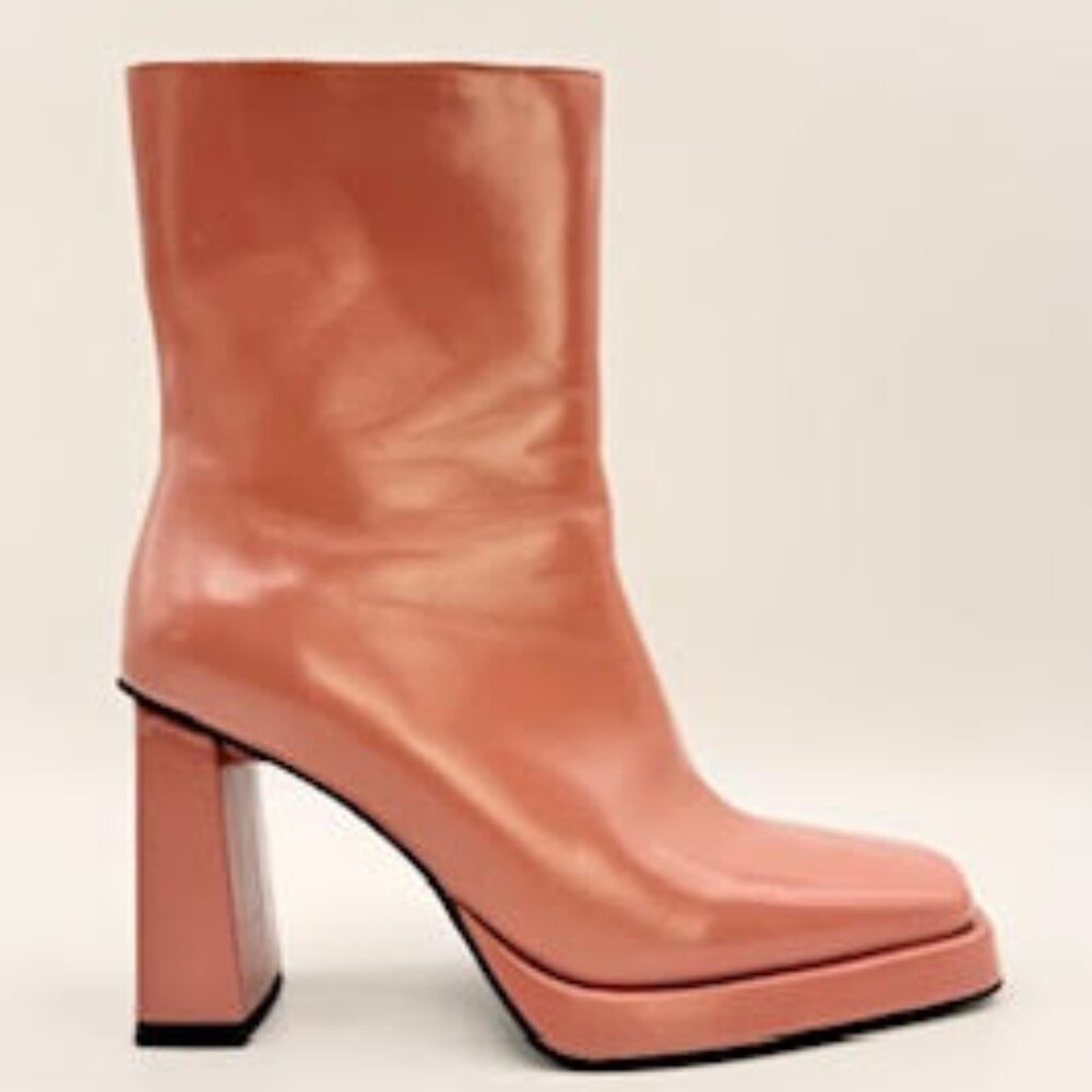 Jeffrey Campbell Square Toe Block Heel Boots – Blush Pink, Size 8 - Picture 5 of 15